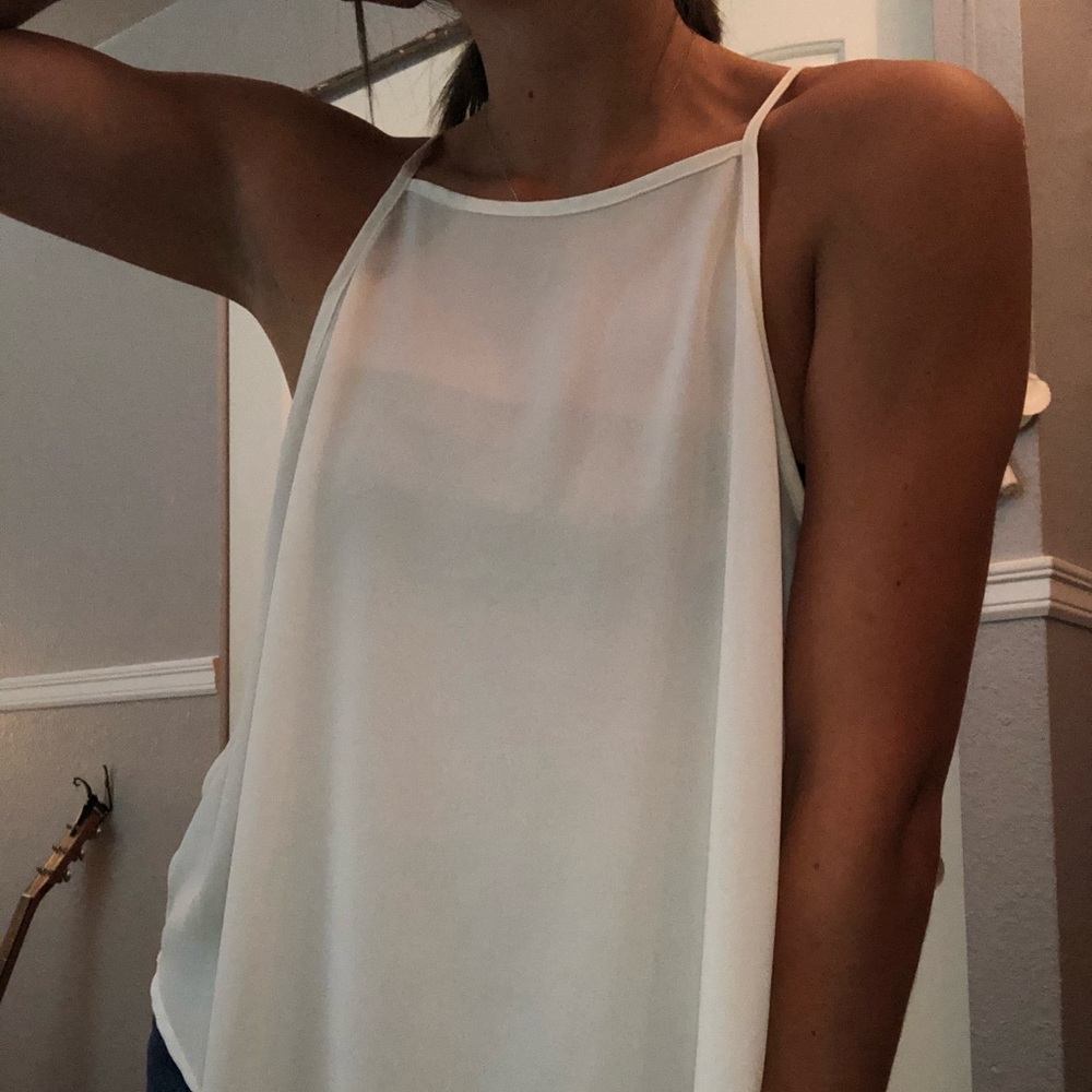 High Neck White Tank-Top